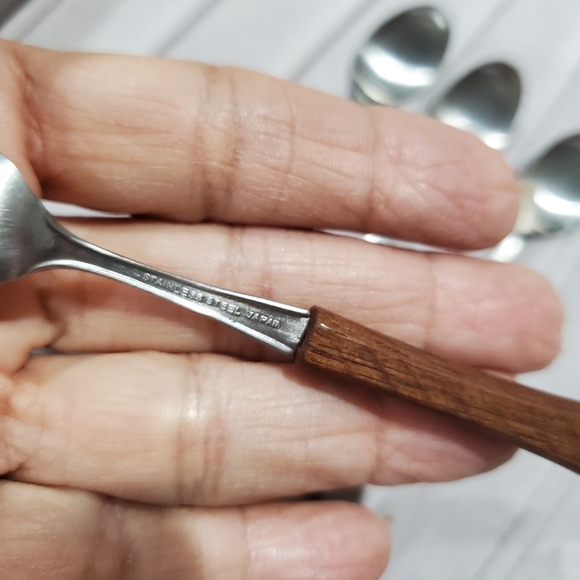MCM Japan Wood Handle Coctail Appetizer Spoons - Set of 4 🥄🥄🥄🥄 Vintage - Picture 2 of 10
